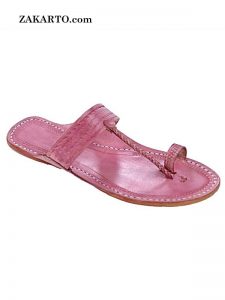 Good Looking Designers Baby Pink Kolhapuri Chappal For Men