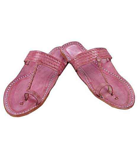 Good Looking Designers Baby Pink Kolhapuri Chappal For Men