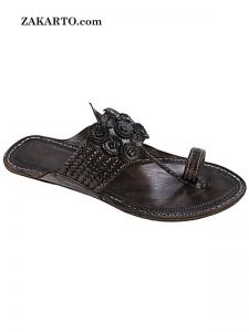 Breathtaking Seven Braids Dark Brown Kolhapuri Chappal For Men