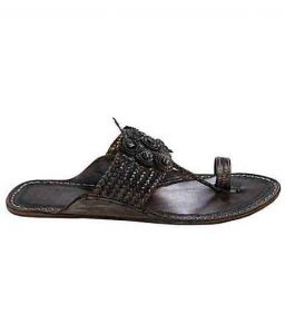 Breathtaking Seven Braids Dark Brown Kolhapuri Chappal For Men