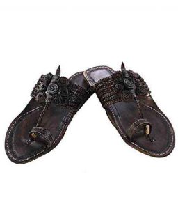 Breathtaking Seven Braids Dark Brown Kolhapuri Chappal For Men