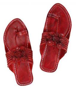 Incredible Seven Braids Cherry Red Kolhapuri Chappal For Men