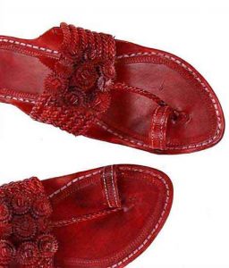 Incredible Seven Braids Cherry Red Kolhapuri Chappal For Men