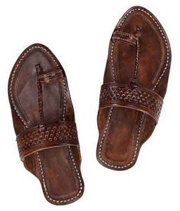 Good Looking Brown Diamond Punching Kolhapuri Chappal For Men