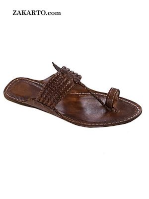 Remarkable Brown Five Braids Kolhapuri Chappal For Men