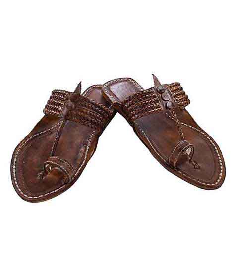 Remarkable Brown Five Braids Kolhapuri Chappal For Men