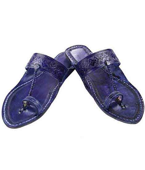 Unusual Designers’ Dark Blue Kolhapuri Chappal For Men