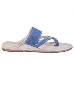 Good Looking Denim Light Blue Cross Belt Ladies Kolhapuri Chappal