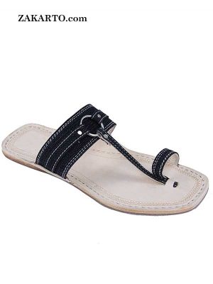 Superior Denim Black Women Kolhapuri Chappal