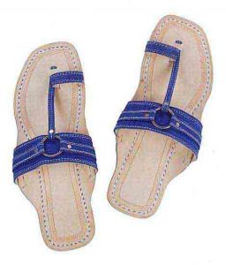 Impressive Denim Dark Blue Silver Ring Ladies Kolhapuri Chappal