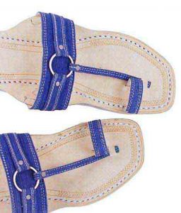 Impressive Denim Dark Blue Silver Ring Ladies Kolhapuri Chappal