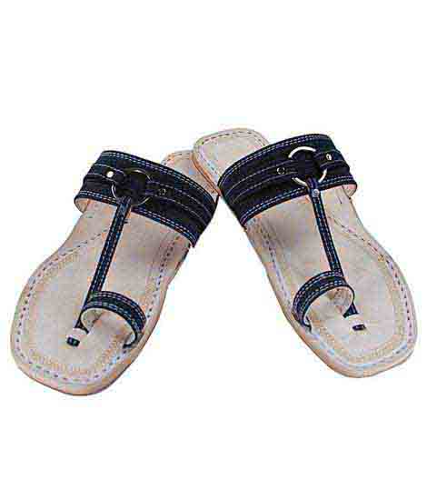 Extraordinary Denim Grey Silver Ring Ladies Kolhapuri Chappal