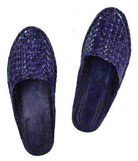 Gorgeous Mat Design Dark Blue Half Kolahpuri Shoe For Women
