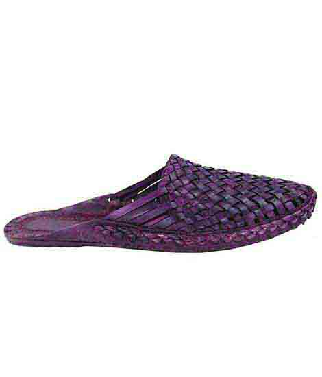 Lovely Looking Purple Mat Design Half Kolahpuri Shoe For Women