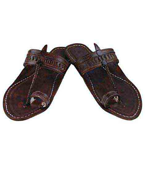 Gorgeous Brown S Punching Flat Heel Kolhapuri Chappal For Women