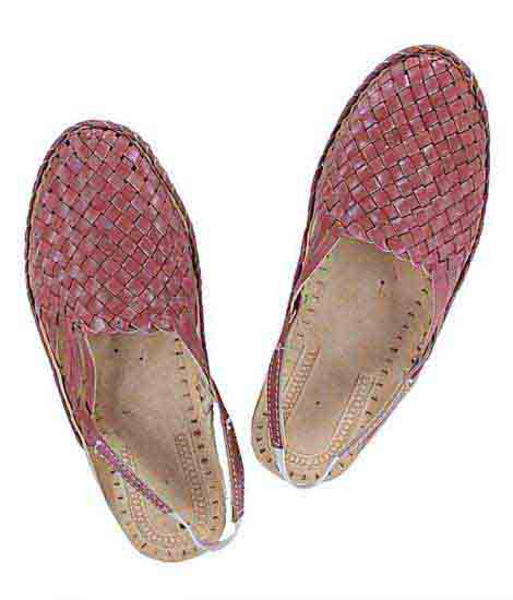 Stunning Look Brown Pink Mat Design Back Strip Ladies Kolhapuri Half Shoe
