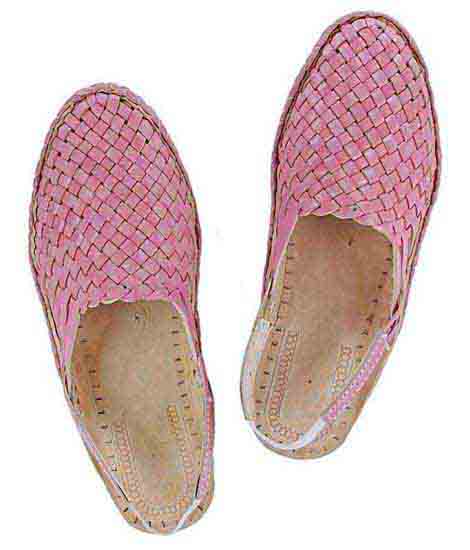 Striking Baby Pink Mat Design Back Strip Ladies Kolhapuri Half Shoe