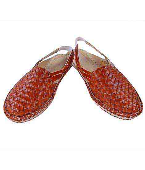 Beautiful Tan Mat Design Back Strip Ladies Kolhapuri Half Shoe
