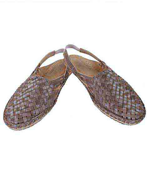 Overwhelming Light Brown Mat Design Back Strip Ladies Kolhapuri Half Shoe