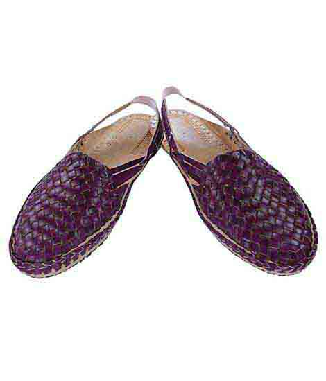 Wonderful Purple Mat Design Back Strip Ladies Kolhapuri Half Shoe