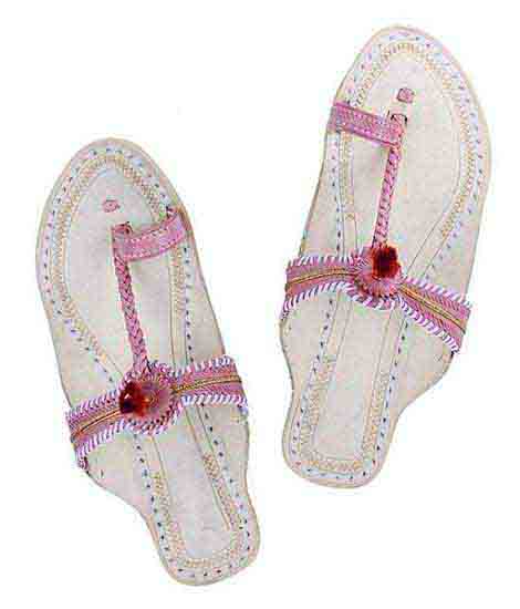 Beautiful Watch Style Baby Pink Red Gonda Ladies Kolhapuri Chappal