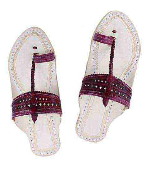 Lovely Looking Purple Punching Upper Ladies Kolhapuri Chappal