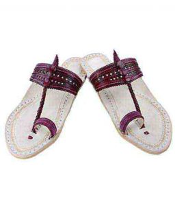 Lovely Looking Purple Punching Upper Ladies Kolhapuri Chappal