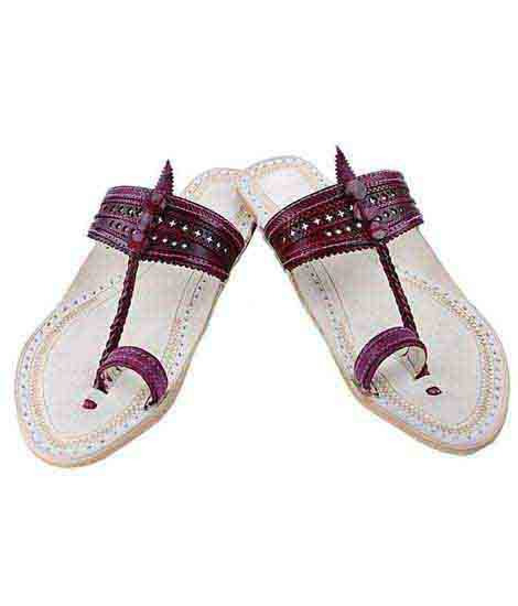 Lovely Looking Purple Punching Upper Ladies Kolhapuri Chappal