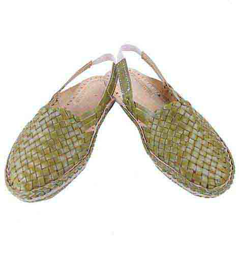 Outstanding Seaweed Designer’S Mat Design Back Strip Ladies Kolhapuri Half Shoe