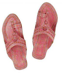 Elegant Baby Pink Punching Design Broad Belt Ladies Kolhapuri Chappal
