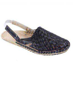 Remarkable Designer’S Black Mat Design Back Strip Ladies Kolhapuri Half Shoe