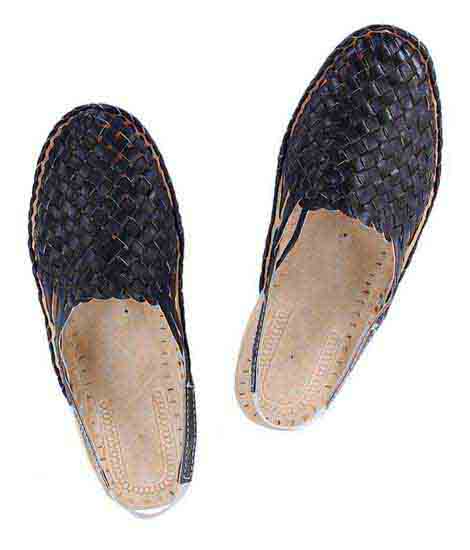 Remarkable Designer’S Black Mat Design Back Strip Ladies Kolhapuri Half Shoe