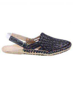 Remarkable Designer’S Black Mat Design Back Strip Ladies Kolhapuri Half Shoe