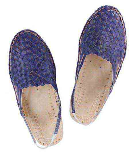 Outstanding Designer’S Blue Mat Design Back Strip Ladies Kolhapuri Half Shoe