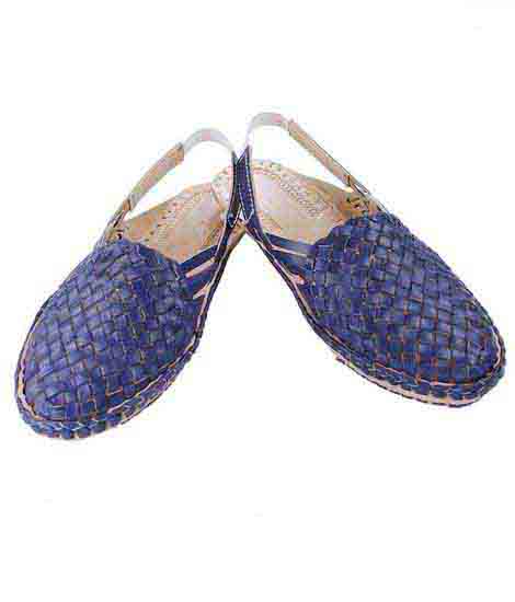 Outstanding Designer’S Blue Mat Design Back Strip Ladies Kolhapuri Half Shoe