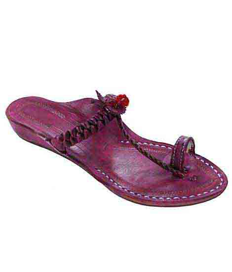 Lovely Purple Platform Heel Single Braid Ladies Kolhapuri Chappal