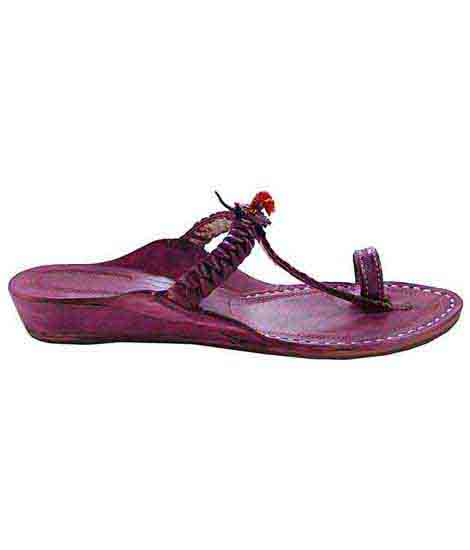 Lovely Purple Platform Heel Single Braid Ladies Kolhapuri Chappal