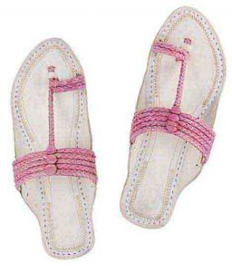 Good-Looking Baby Pink Five Braids Upper Kolhapuri Women Chappal