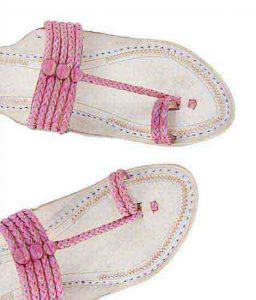 Good-Looking Baby Pink Five Braids Upper Kolhapuri Women Chappal