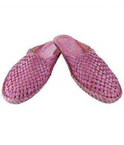 Elegant Baby Pink Flat Heel Half Kolahpuri Shoe For Women