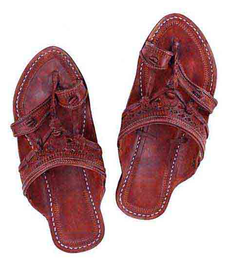 Antique Design Red Brown Kolhapuri Chappal For Women