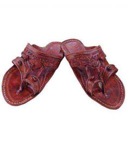 Antique Design Red Brown Kolhapuri Chappal For Women