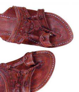 Antique Design Red Brown Kolhapuri Chappal For Women