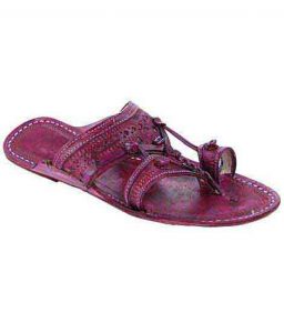 Old-Style Purple Kolhapuri Chappal For Women