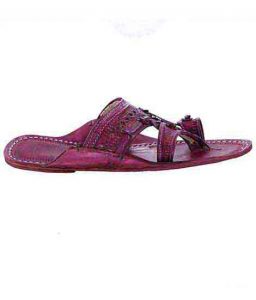 Old-Style Purple Kolhapuri Chappal For Women