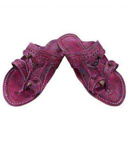 Old-Style Purple Kolhapuri Chappal For Women