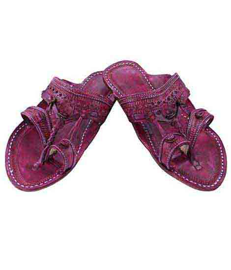 Old-Style Purple Kolhapuri Chappal For Women