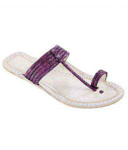 Outstanding Purple Five Braids Upper Kolhapuri Women Chappal