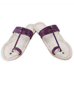 Outstanding Purple Five Braids Upper Kolhapuri Women Chappal