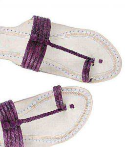 Outstanding Purple Five Braids Upper Kolhapuri Women Chappal